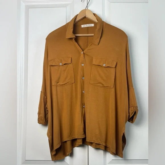 We The Free Andy Oversized Slouchy Blouse Button Down Size M - Picture 3 of 6